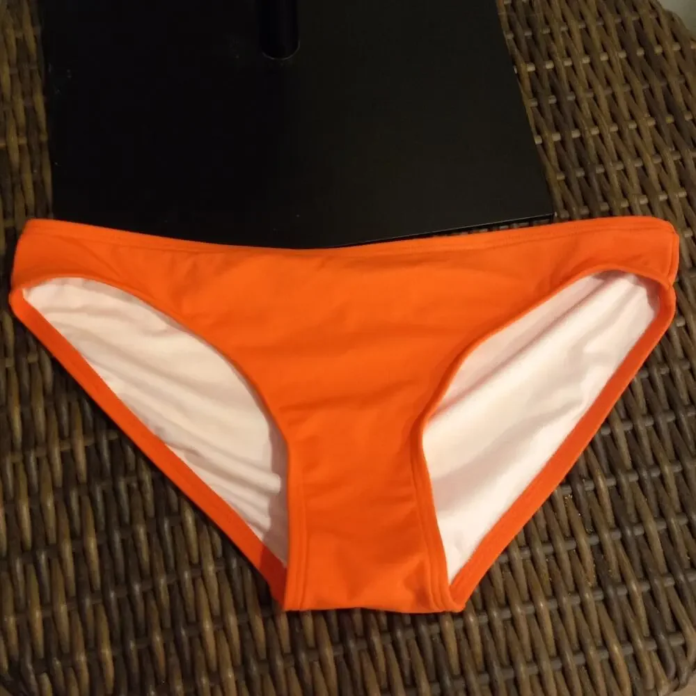 Michael Kors Coral Orange Bikini Bottom M High Cut Full Coverage Resort Swim