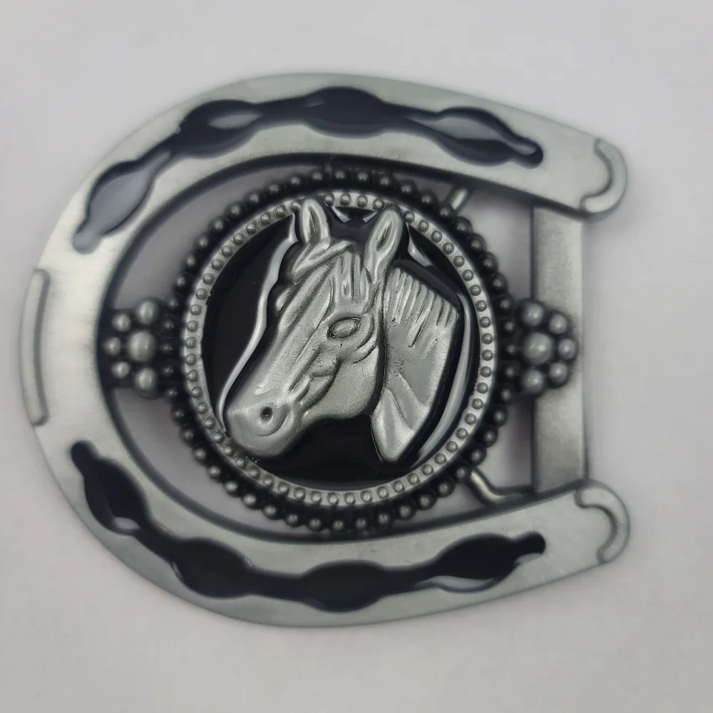 NWT 3D horse belt buckle pewter color‎