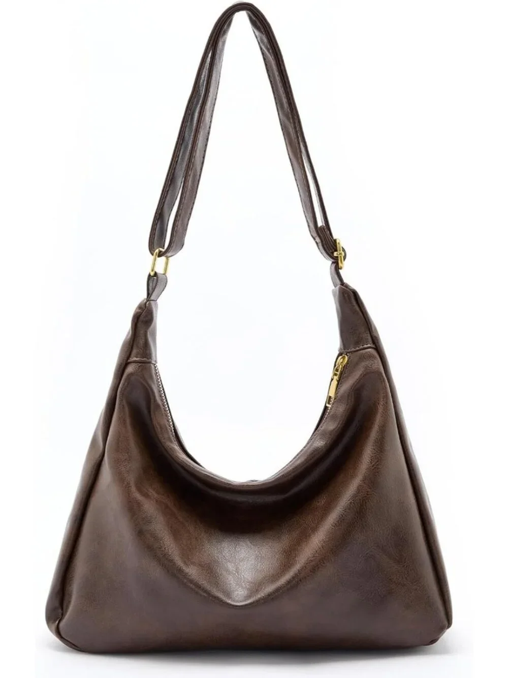 Chic Slouchy Shoulder Bag, Foldable Crossbody Hobo Purse in Stylish PU Leather