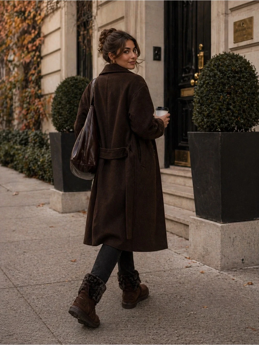 Fendi Zucca FF Logo Shearling Cuff Suede Ankle Boots Brown IT 36.5 US 5.5