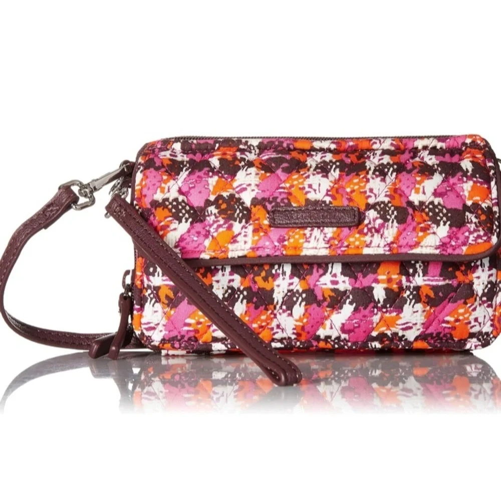 Vera Bradley Houndstooth Tweed Quilted RFID All & One Crossbody Bag Wristlet NEW