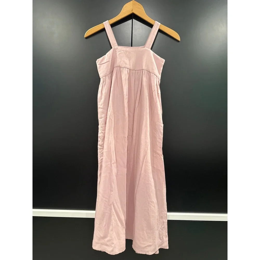 Numu Kids Pink Cotton Maxi Dress Square Neck Empire Waist NWT SS2025 Size 8
