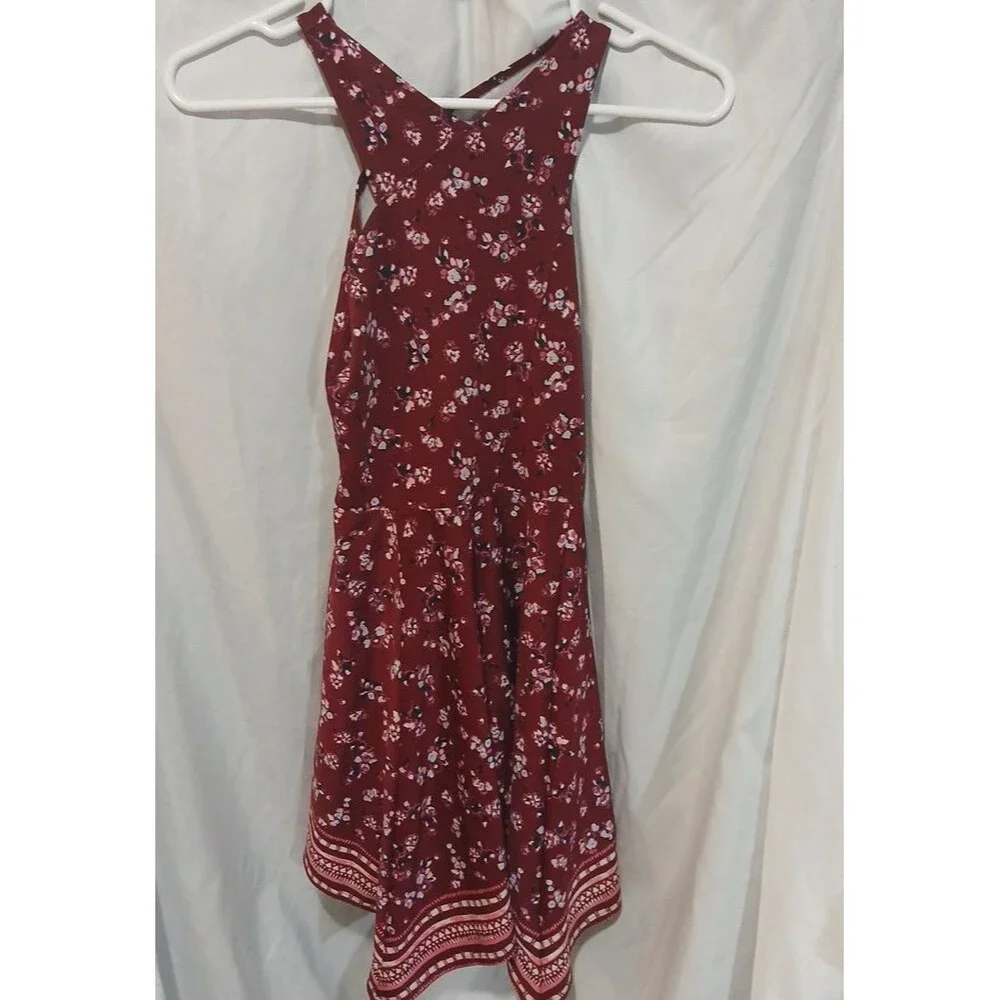 Abercrombie Kids Girls Maroon Floral print Holiday Dress, Sleeveless, Size 12