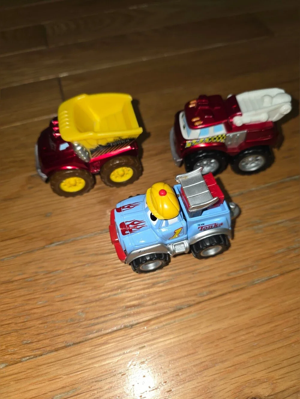 3PC VINTAGE Tonka Blue and Red Mini Truck Toy