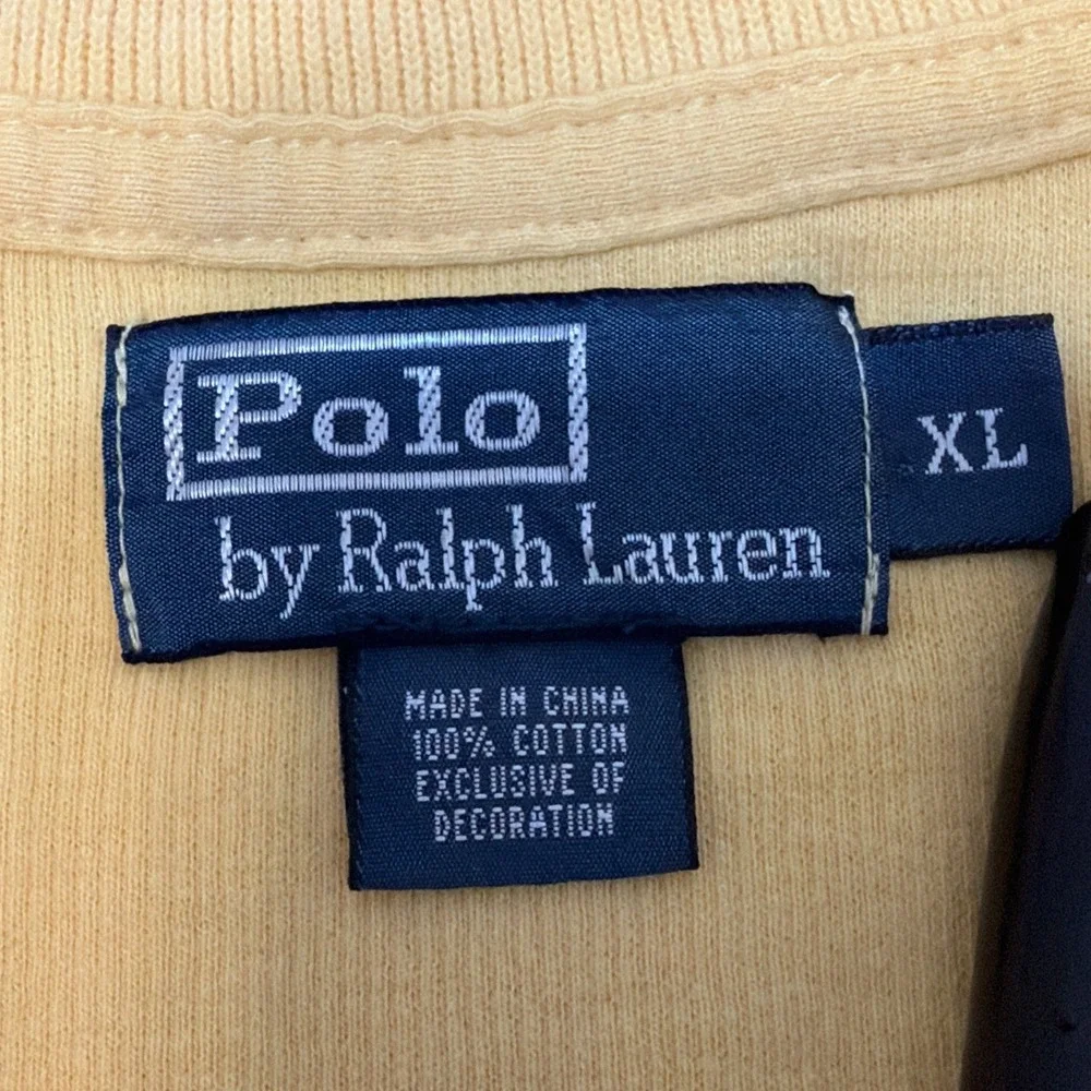 Polo Ralph Lauren Sweater Mens XL Yellow 1/4 Zip Pullover Cotton Knit Preppy