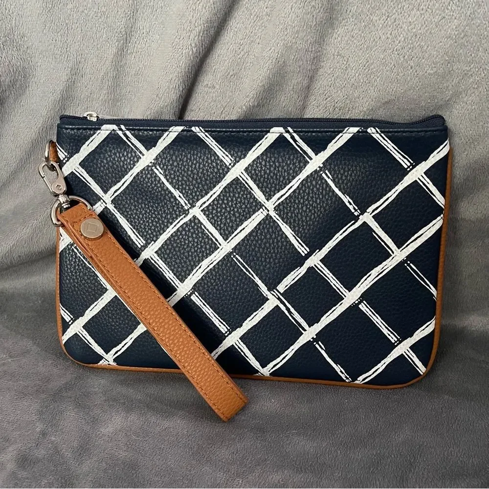 Thirty One Dash of Plaid Rubie Mini Wristlet with Wrist Strap