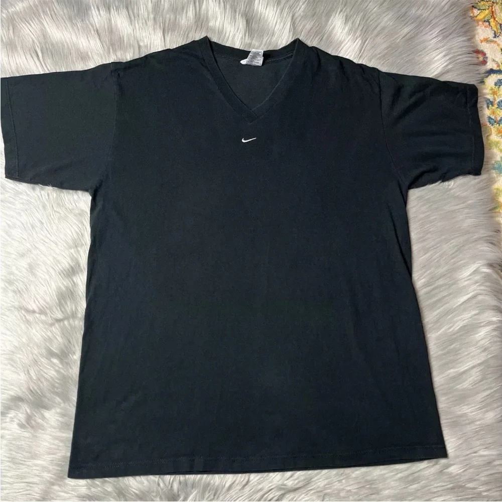 Vintage 90s Nike Made In USA Black Center Swoosh V Neck T Shirt