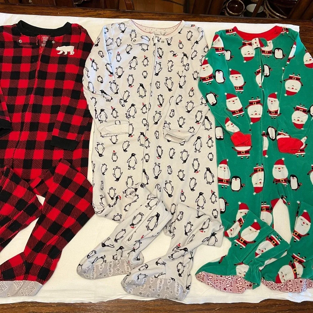 Carter's Fleece Footed Pajamas Lot of 3 Size 5T (2589)