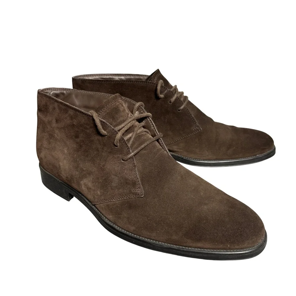 Tod's Dark Brown Gray‎ Leather Calfskin Suede Chukka Lace Up Ankle Boots Mens 11
