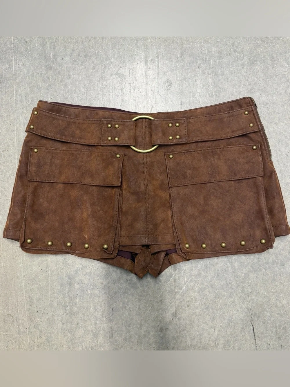 We the free micro mini suade cargo skort