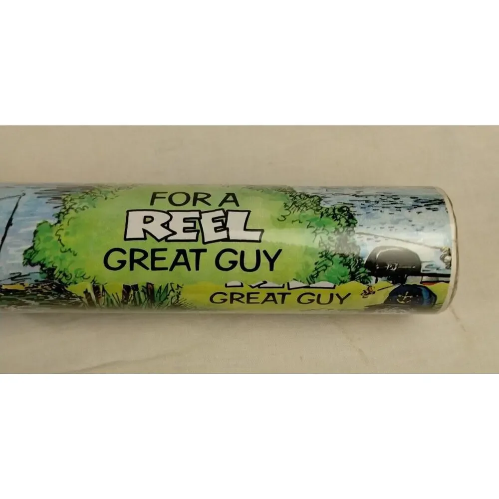 Vintage American Greetings Forget Me Not Gift Wrap - Fishing - Reel Great Guy