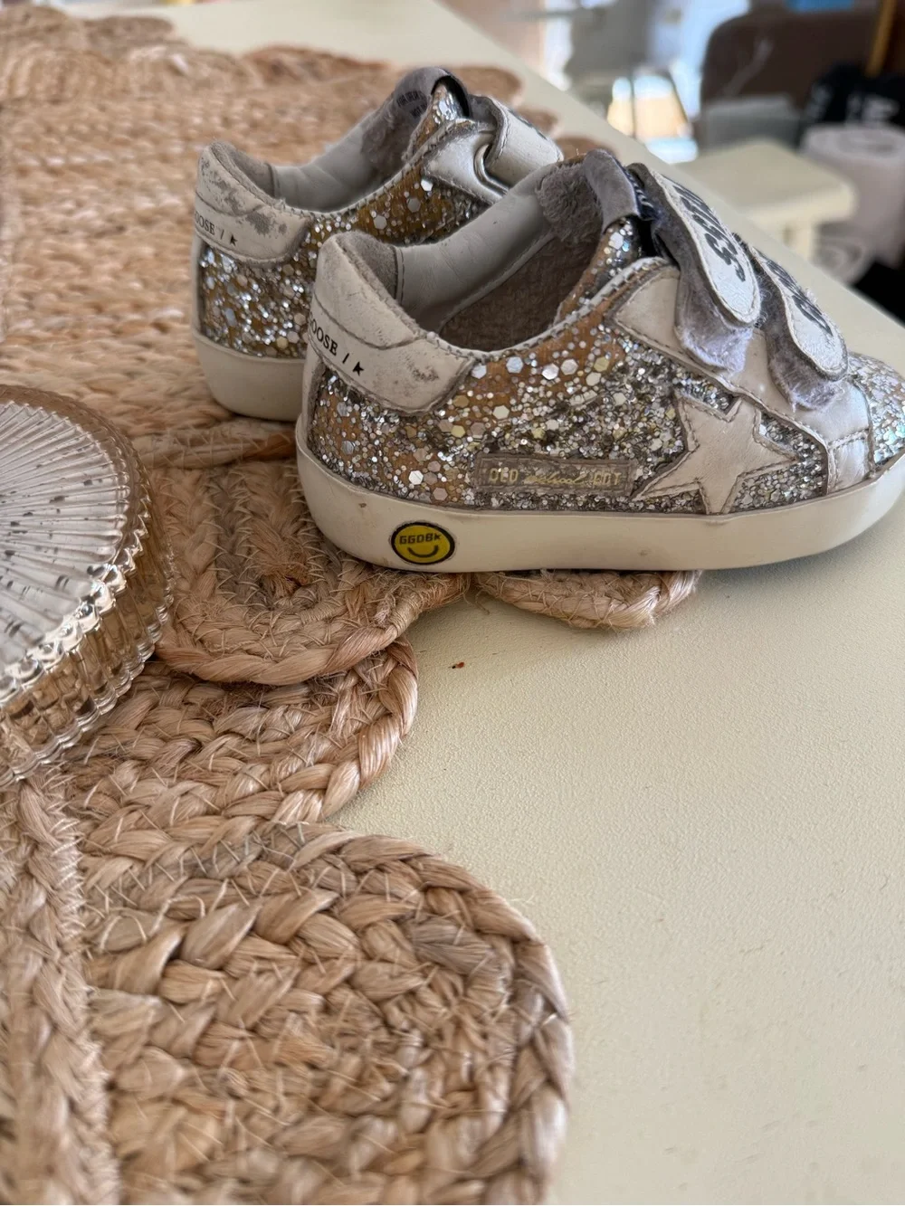 Golden Goose Kids SSTAR Glitter Strap Sneakers - White & Gold
