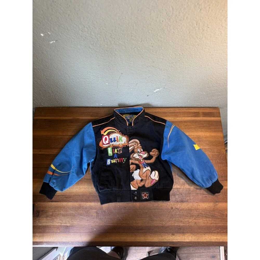 Vintage Nestle Nesquik Bunny Kids Jacket XS 4 90s Y2K Spellout Embroidered NICE