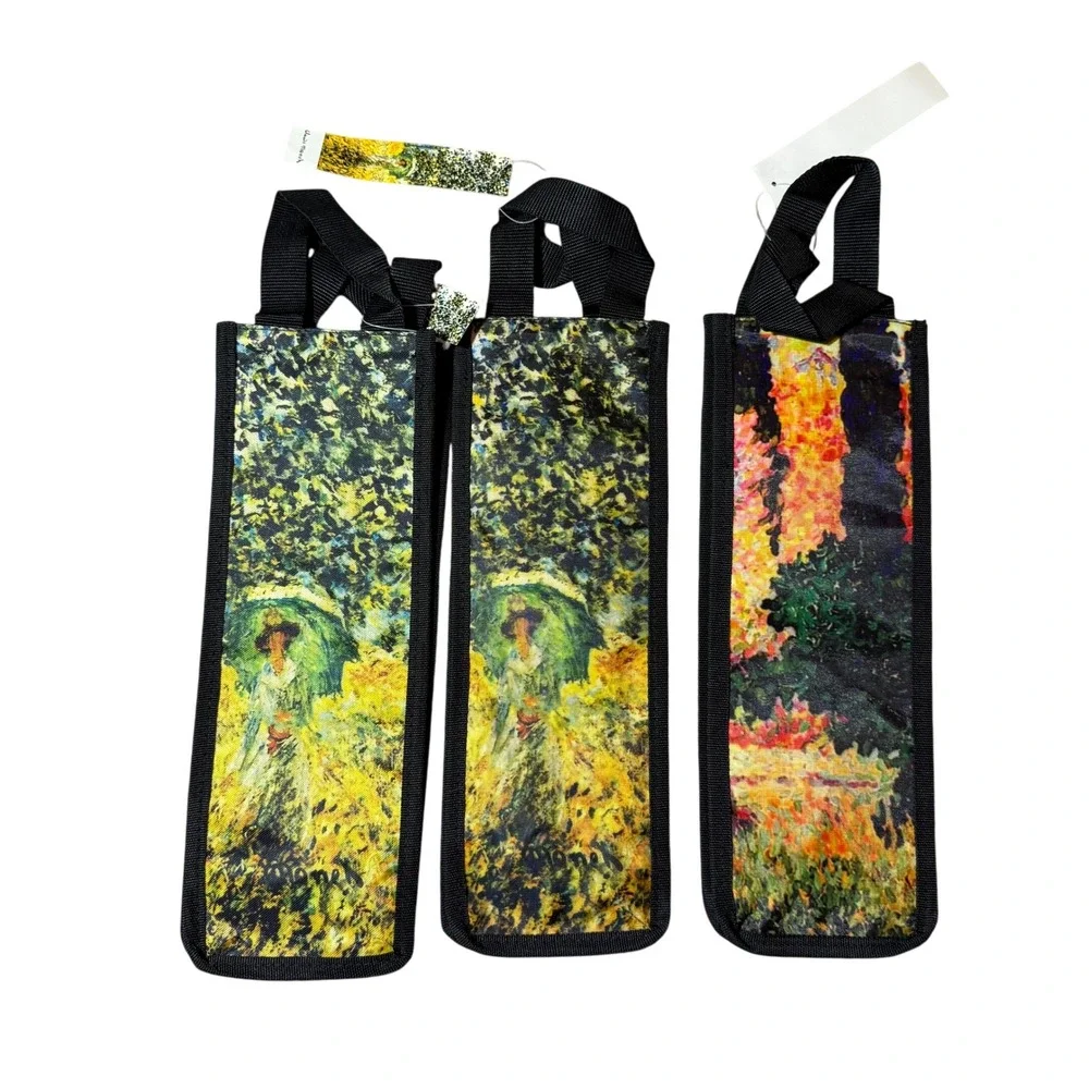 Claude Monet Impressionist Art‎ Print Reusable Wine Bottle Bags