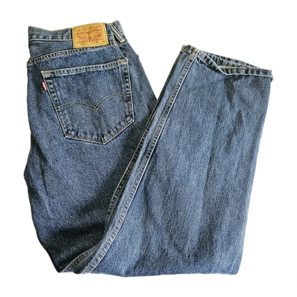 Levi's 505 Jeans Men's Size 36W 30L‎ Regular Fit Denim Blue