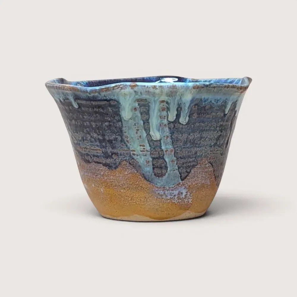 Vintage Blue Handcrafted Studio Pottery Bowl