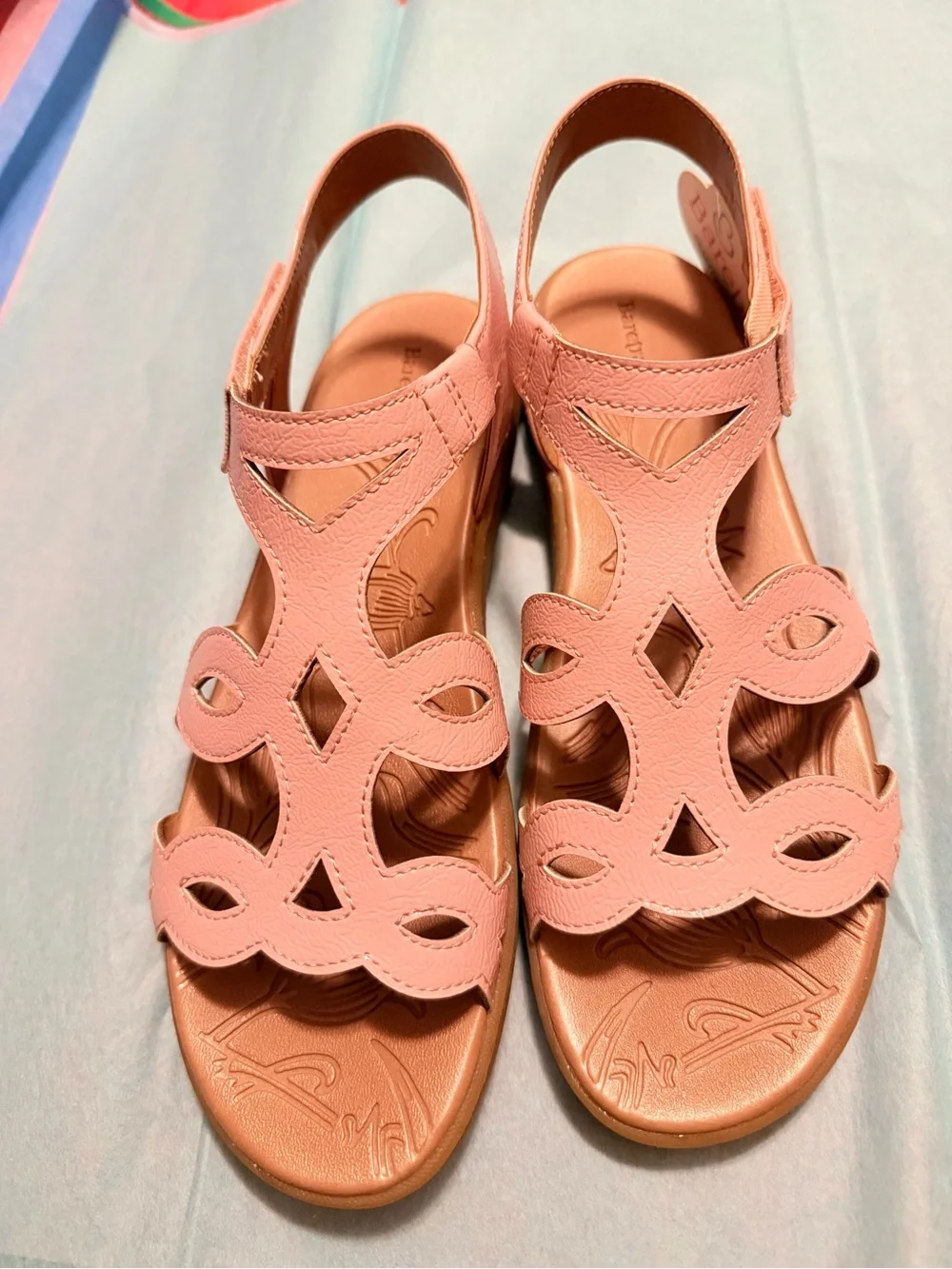 BareTraps Pink Decorative Cutout Slingback Sandals