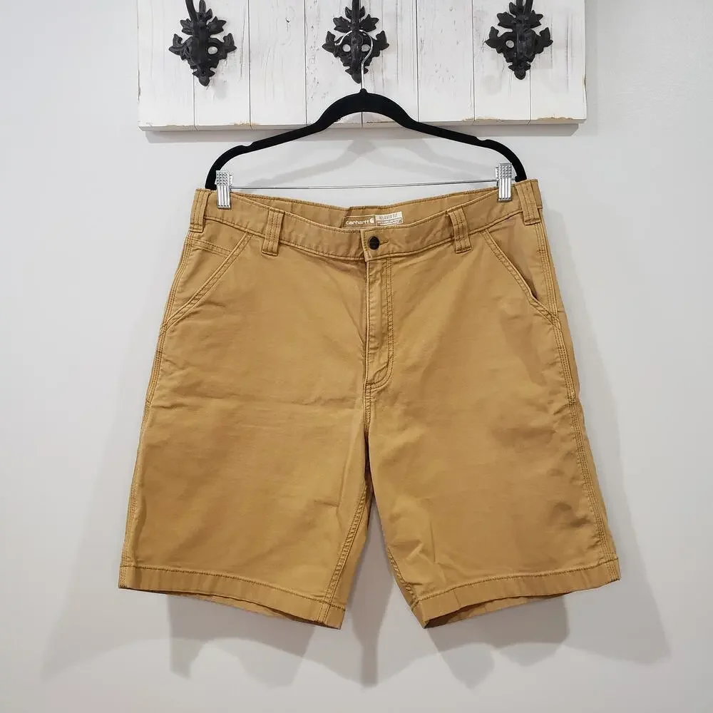 Carhartt Rugged Flex Work Shorts 38 Tan Canvas Utility Durable Outdoor