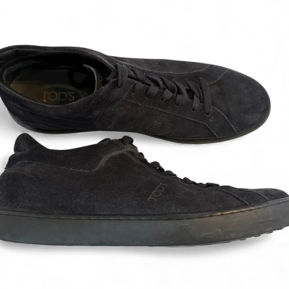 Luxury Tods Suede Leather Casual Shoe‎ Black Lace Up Sporty Size 11.5