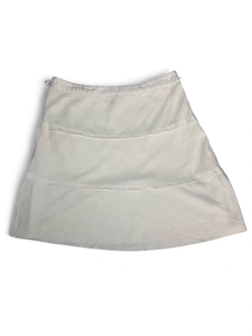 Dressbarn White Linen Blend A-Line Skirt Minimalist Coastal Summer Midi Mini 12