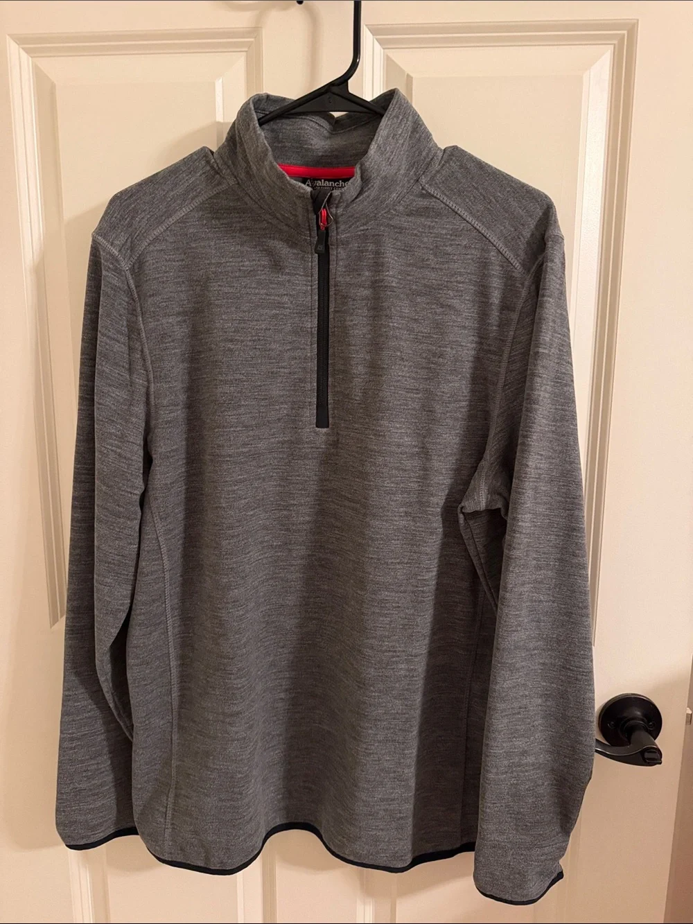 Avalanche Men's Gray Half-Zip Pullover with Black Trim and Red Accents