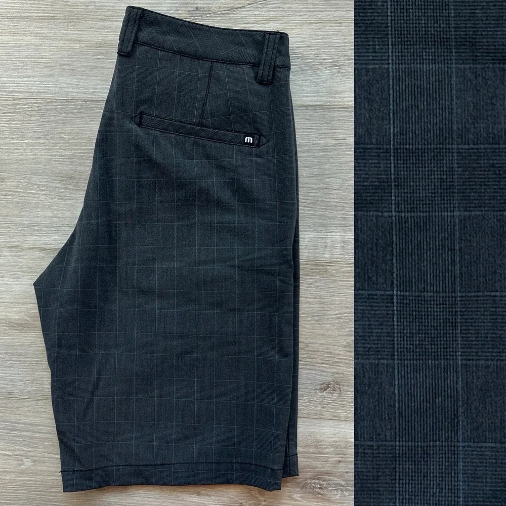 Travis Mathew Size‎ 30 Gray Glen Plaid Chino  Shorts Golf Performance Shorts