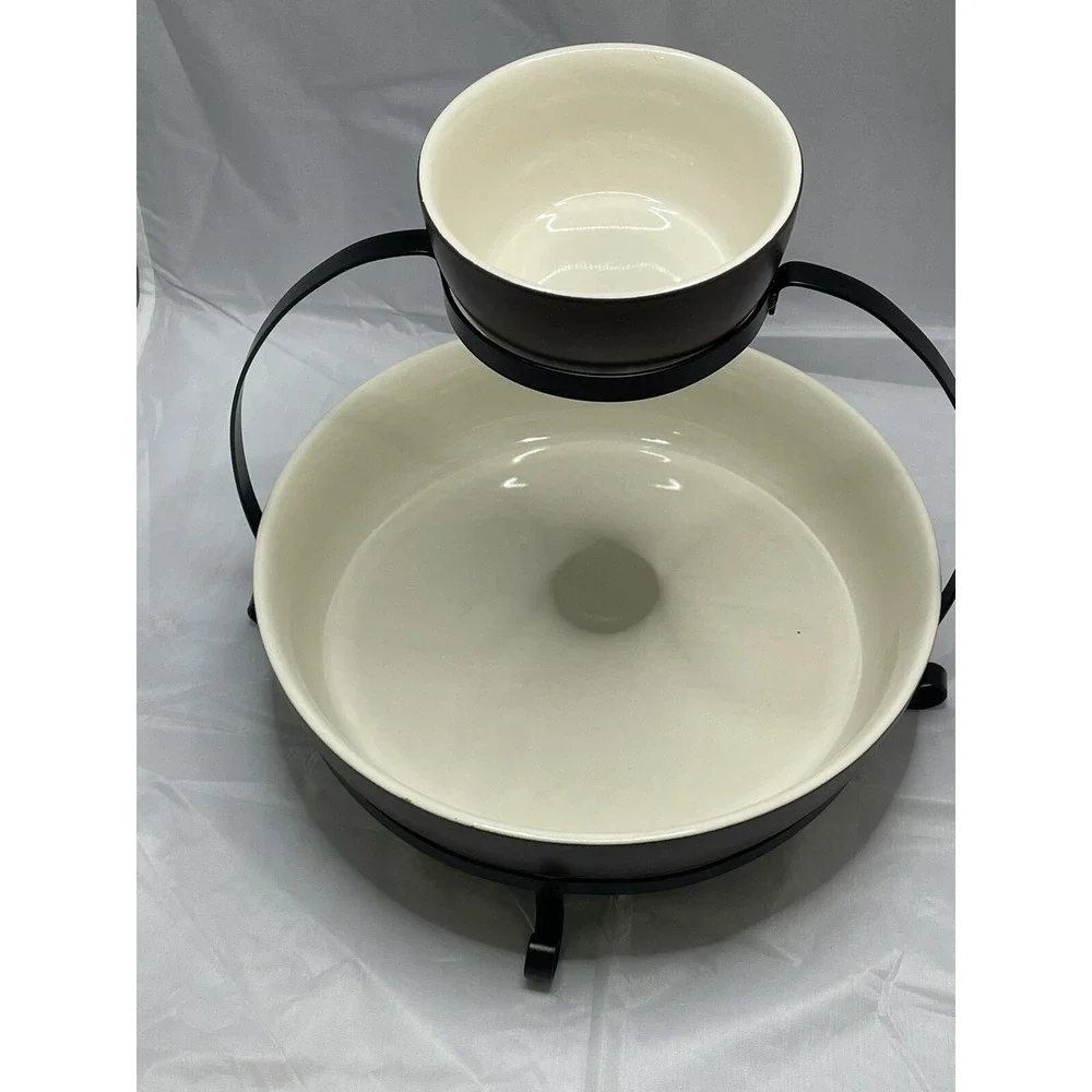 Parini 2 Tier Chip And Dip Serving Set With‎ Rack