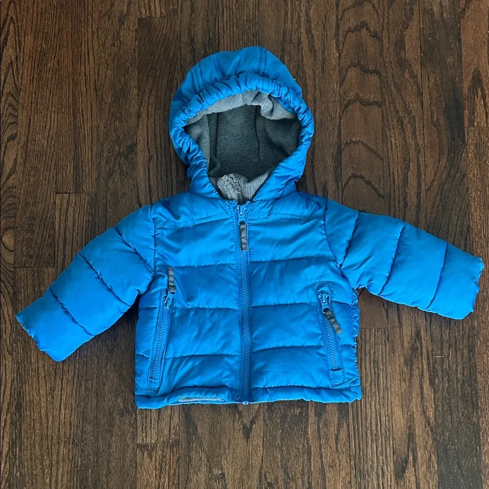 Rothschild‎ Boys Infant Winter Insulated Puffer Blue Hooded Coat/Jacket Sz 6-9m