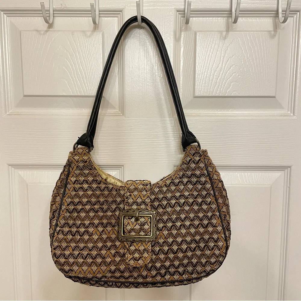 Vintage 90’s Christina Beaded Hobo brass buckle Shoulder Bag‎