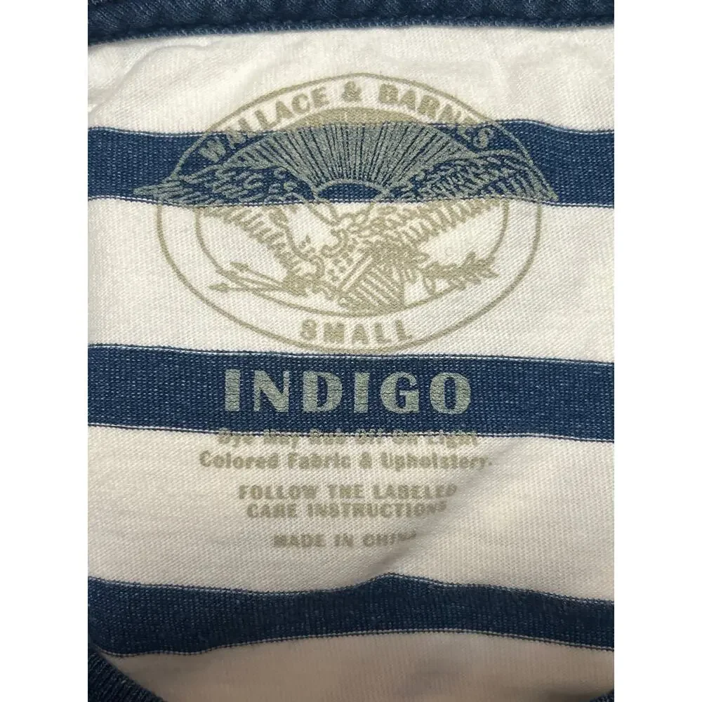 Wallace & Barnes Men's Blue White Striped Short Sleeve Pocket Tee T Shirt Top S