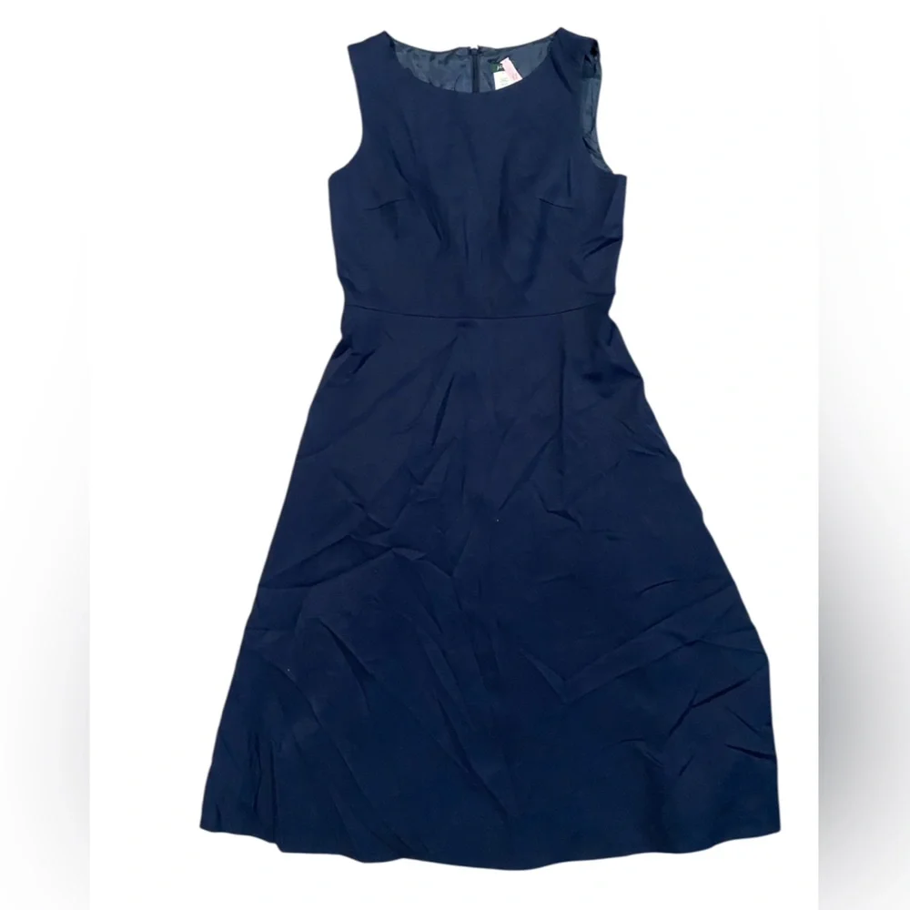 J. Crew Wool Style 63473 Elegant Navy Blue Sleeveless Dress Career Work Casual 4