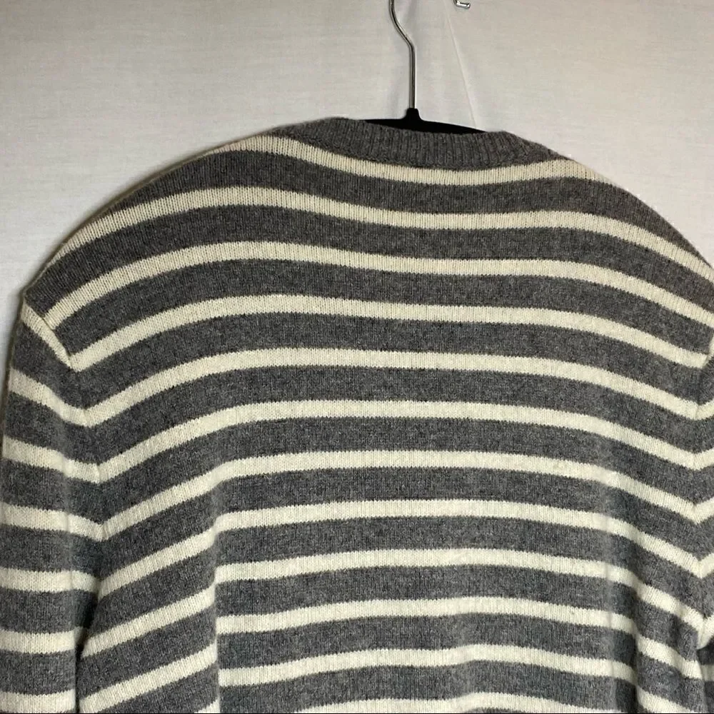 J. Crew Factory gray and white striped lambs wool sweater size L