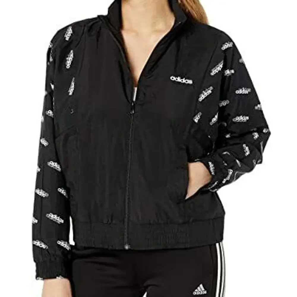Adidas Womens Full Zip Track Jacket Size M Sporty Athletic Activewear Wicking