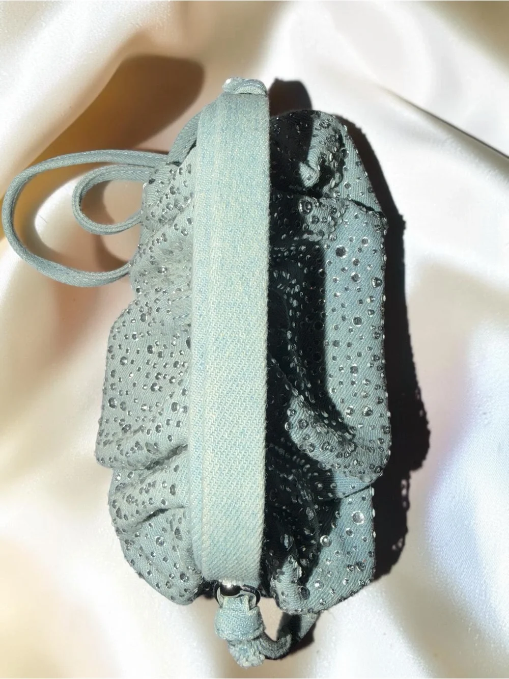 Zara Gray Rhinestone Sparkle Mini Shoulder Bag Evening Purse