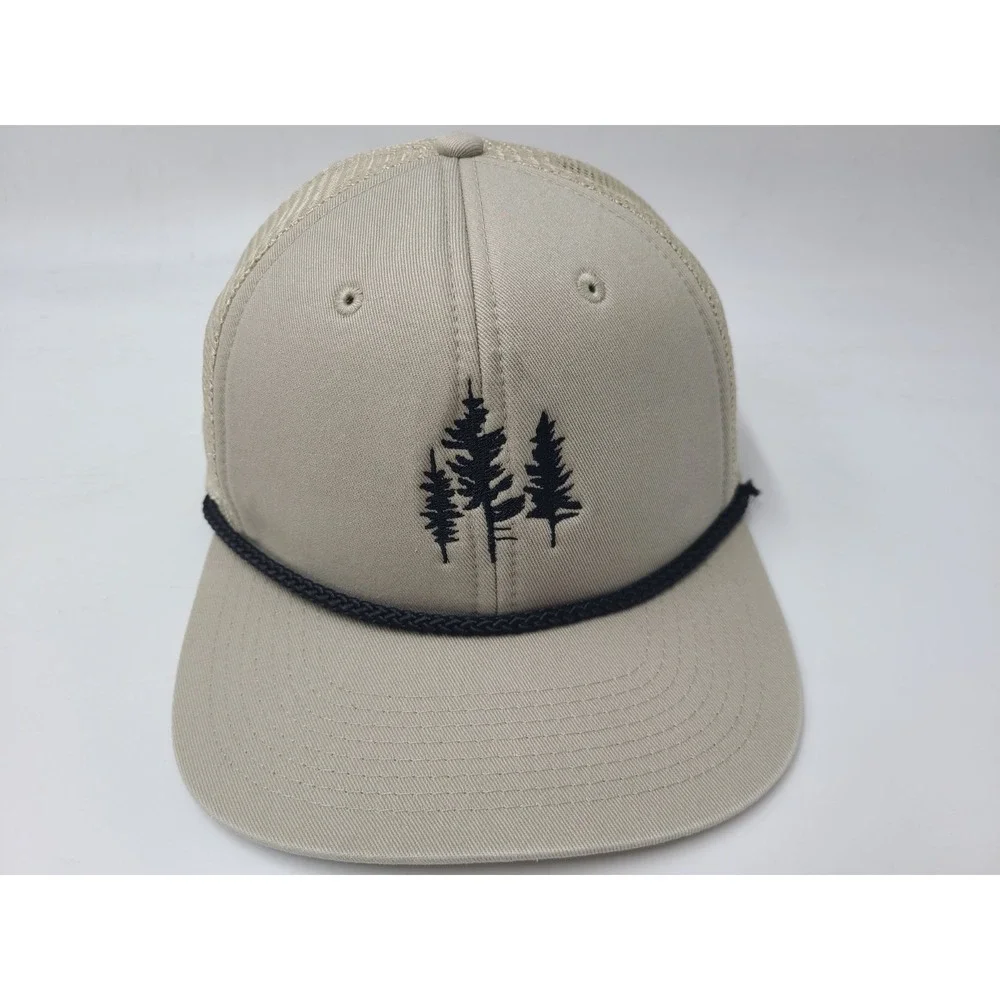 Trees Logo Paramount Apparel Rope Mesh Trucker Snapback Hat Cap Arbor Gray Beige