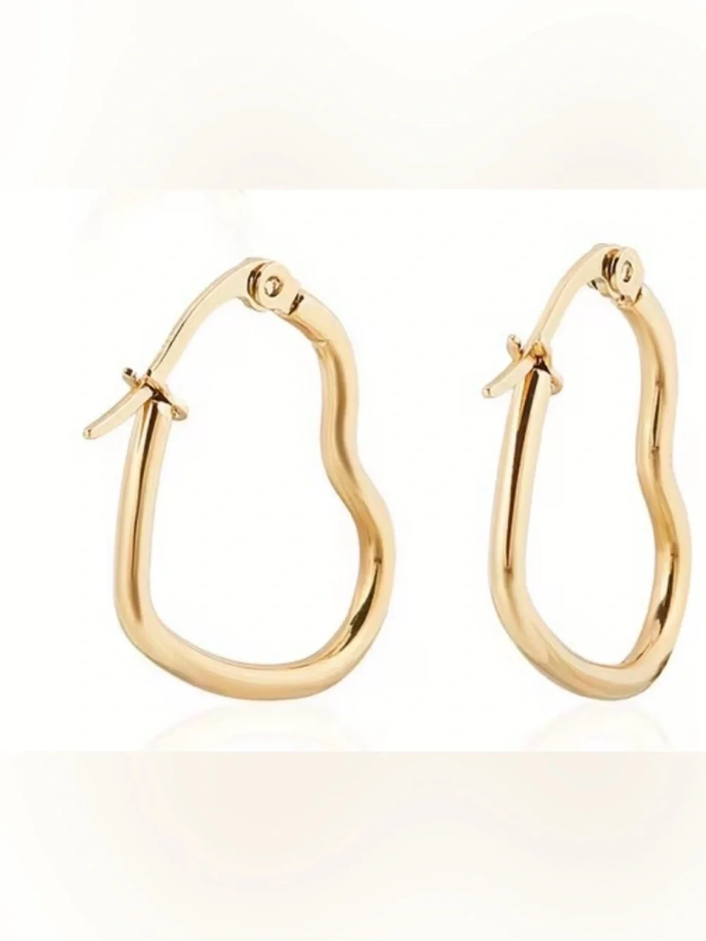 Gold Heart Shaped Hoop Earrings for Women Titanium Steel Gold Plated