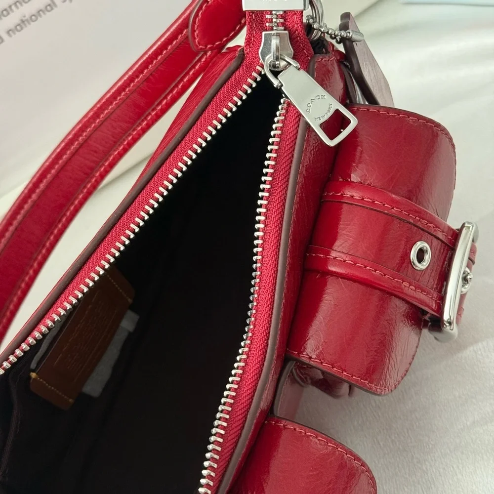 Coach Ashton Bag Crossbody In Leather/Silver/Dark Cardinal Red CBJ01