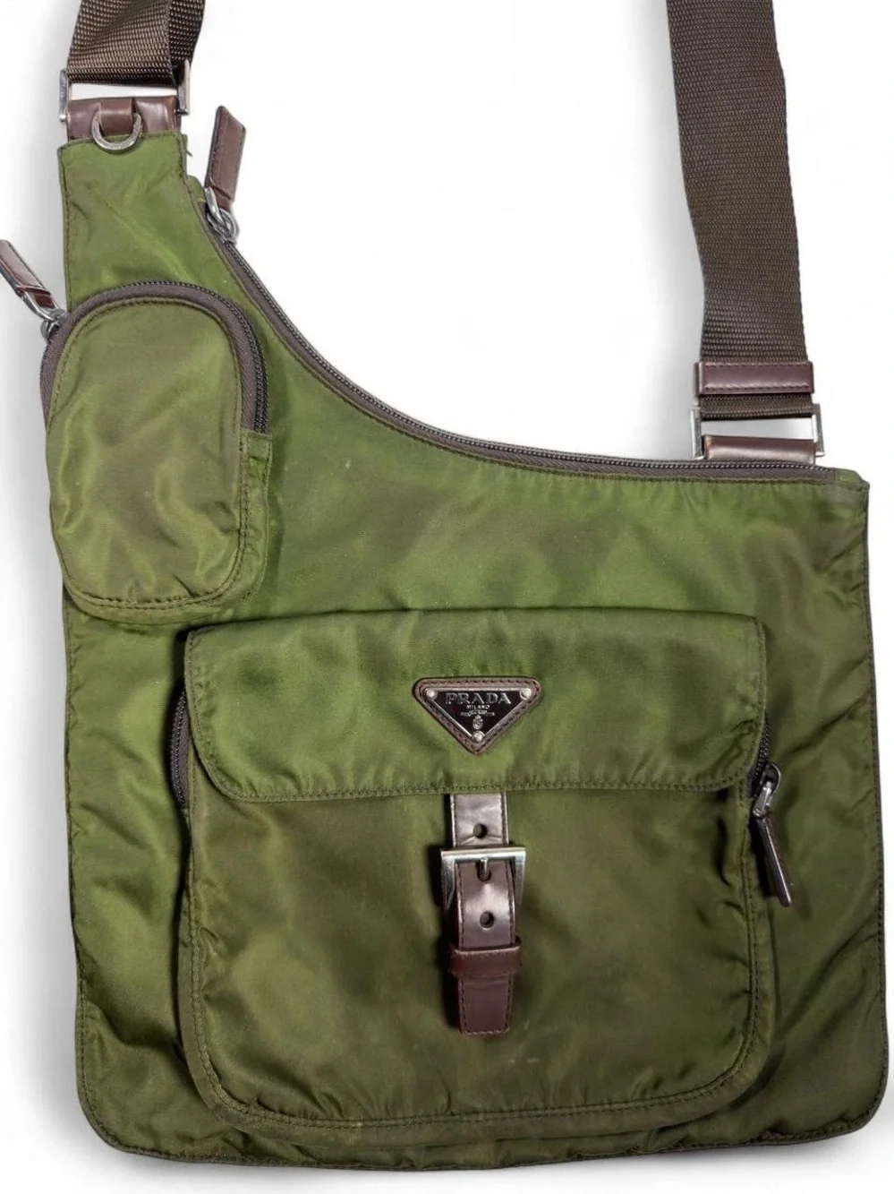 Vintage Prada Tessuto Nylon Asymmetrical Sling Cargo Crossbody Bag