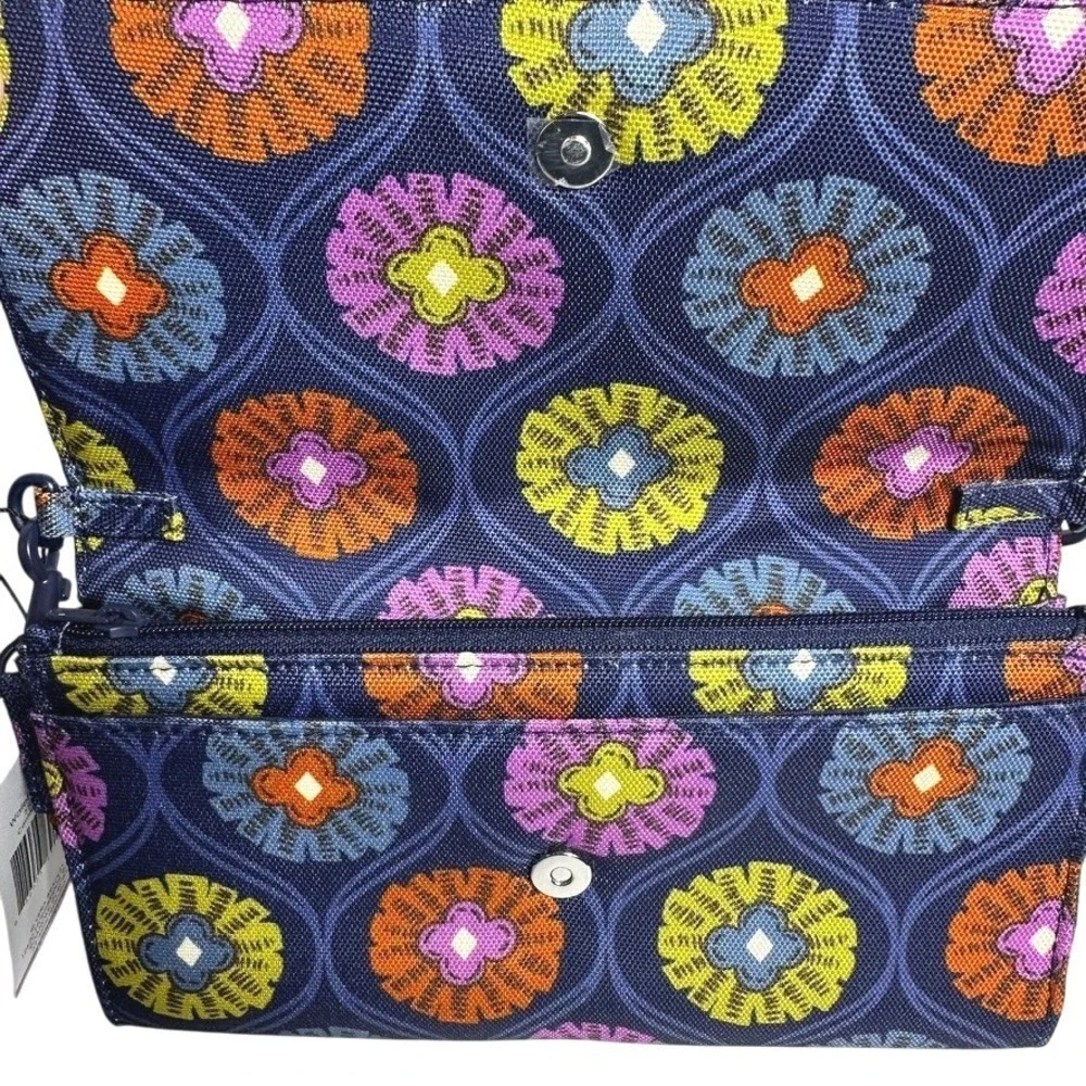 Vera Bradley Center Stage Glow Wallet Crossbody Blue Orange‎ Yellow Purple NWT
