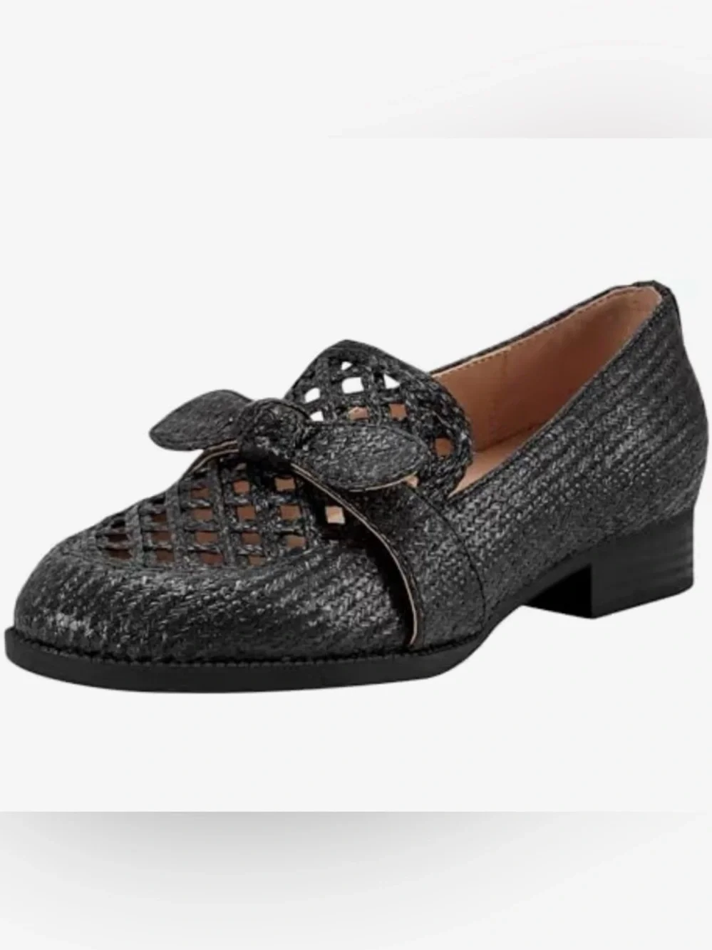 Bandolino Black Woven Loafer with‎ Bow Accent