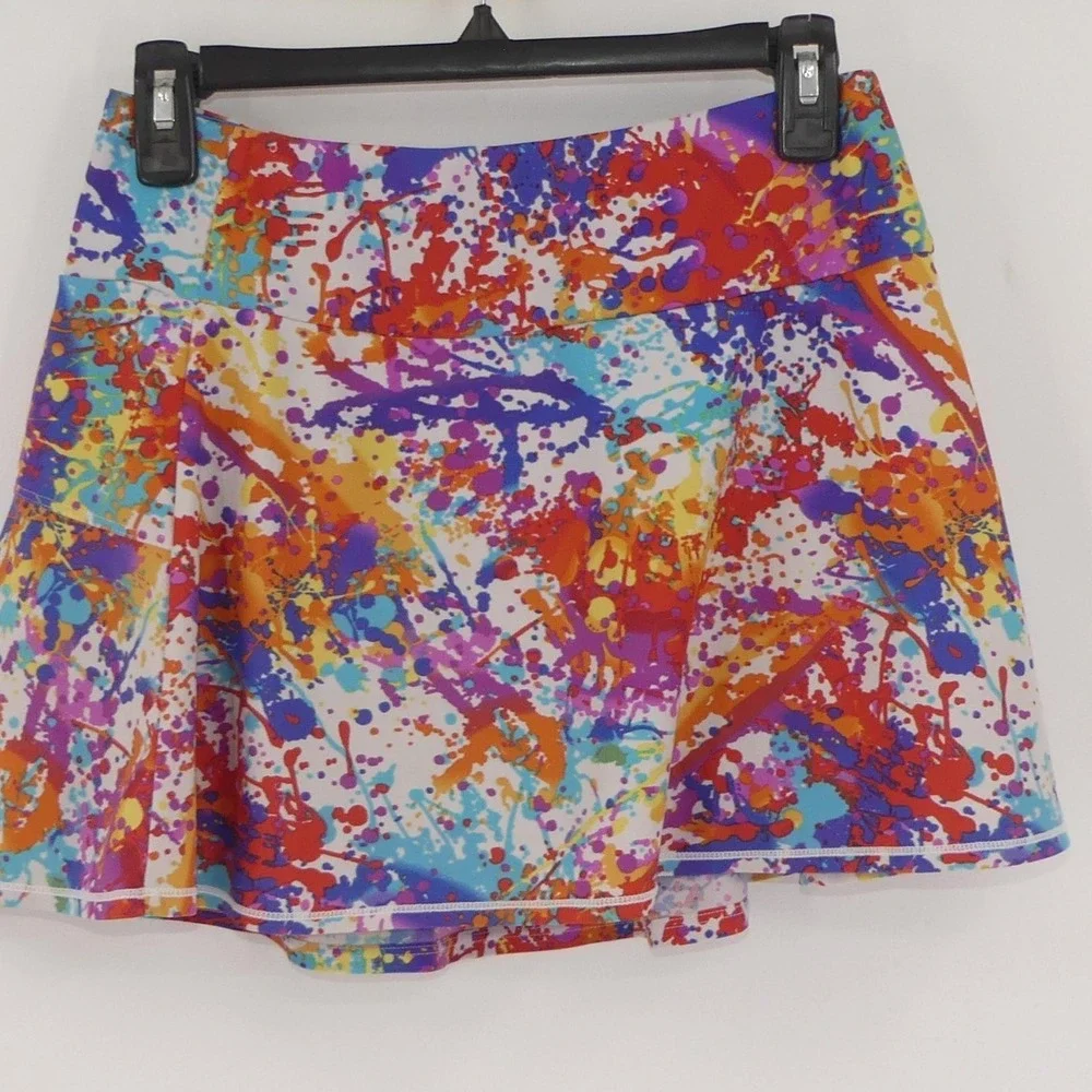 Queen Of The Court Tennis Skort Women's Small Multicolor Stretch Pickleball‎