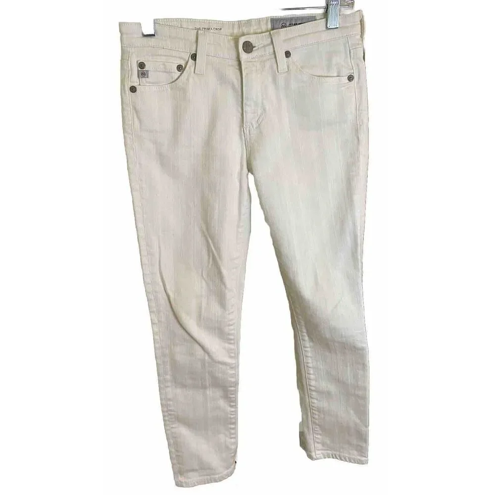 AG Adriano Goldschmied The Prima Crop Cigarette Cream Jeans size‎ 25R