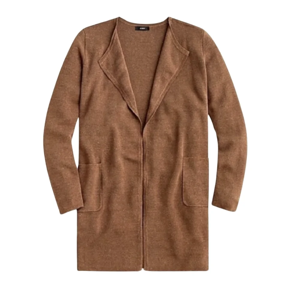 J.Crew Juliette Collarless  Sweater-Blazer In linen Blend  Color Peacan, Size XL