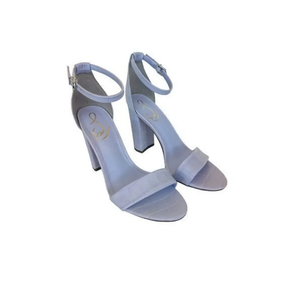 Sam Edelman Yaro Ankle Strap Sandal Misty Lilac Crocoprtlea ‎ Size NWB 7.5 M