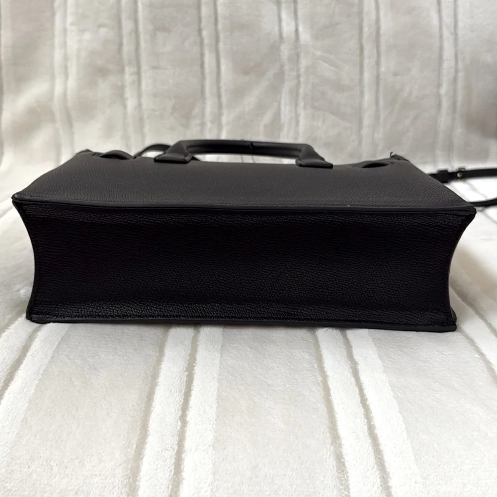Halston Heritage H Jerry Classic Black Embossed Pebble Crossbody Satchel Bag