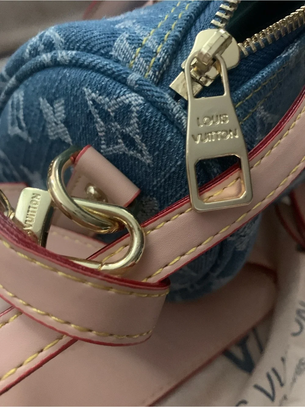 Denim Monogram - Blue & Gold Trim