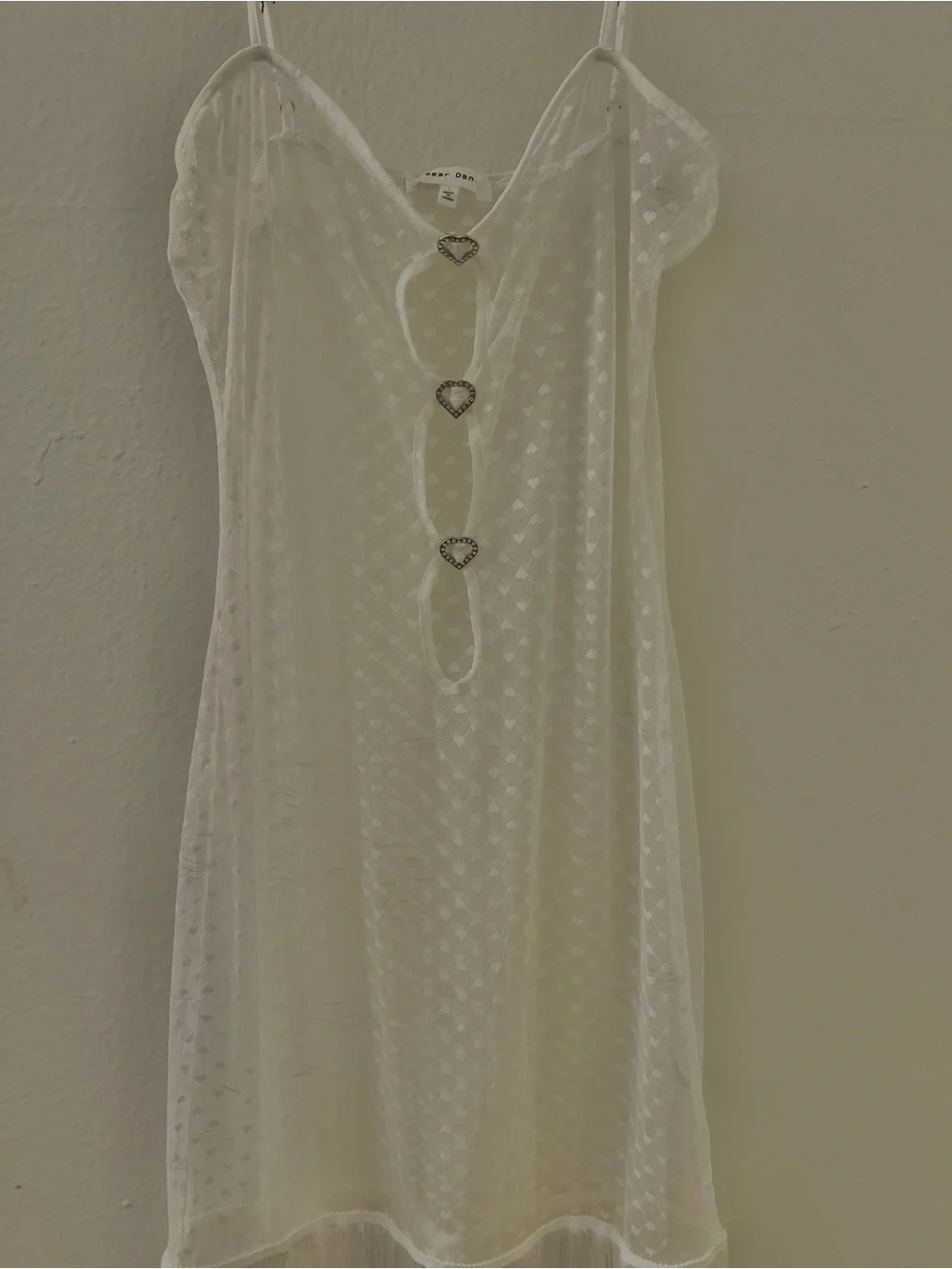 Sheer White Heart-Accent Slip Chemise by Free People