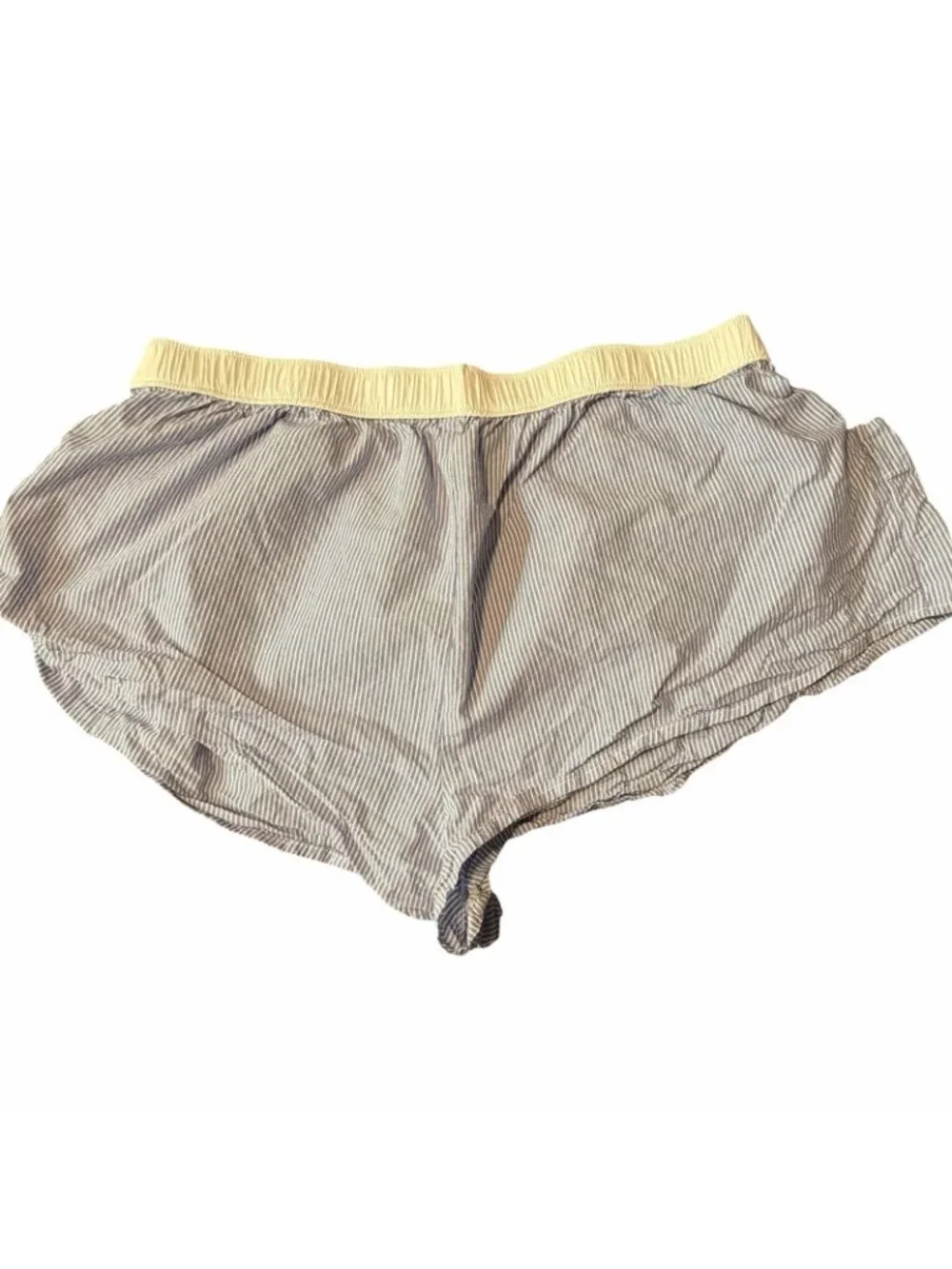 Anthropologie LyreBird Blue Striped Pleated Cotton Boxer Shorts - Size M Lounge