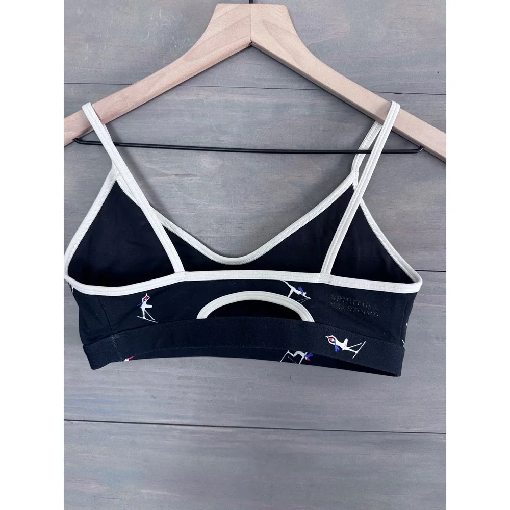 Spiritual‎ Gangster Nirvana Sports Bra Black Skier Print Yoga Top Small
