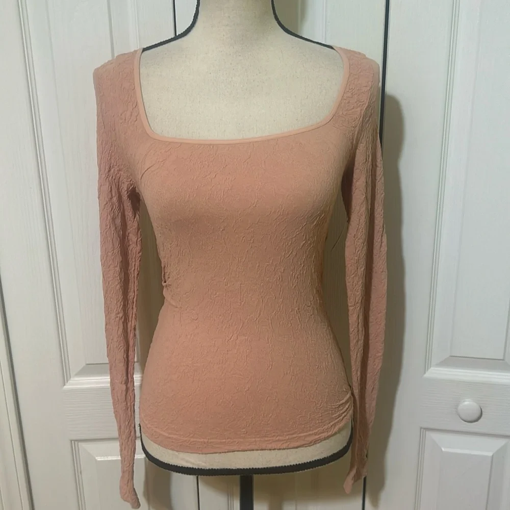 Free People Have It All Lace Square Neck Long Sleeve Shirt - smoked rose